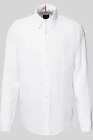 HUGO BOSS Regular fit linnen overhemd met borstzak, model 