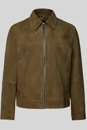 HUGO BOSS Leren jack met kentkraag, model 
