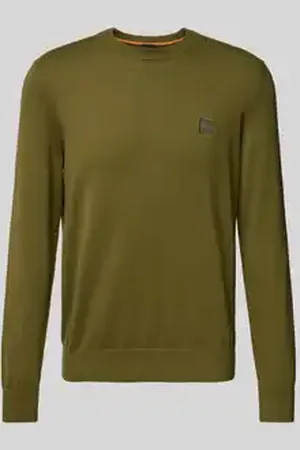 HUGO BOSS Gebreide pullover met labeldetail, model 