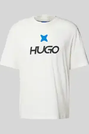 Hugo Blue T-shirt met labelprint, model 