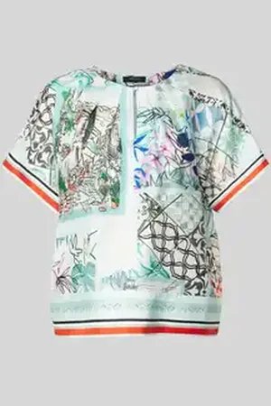 Marc Cain Regular fit zijden blouseshirt met druppelvormige hals
