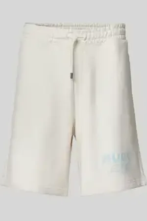 Hugo Blue Sweatshorts met labelprint, model 