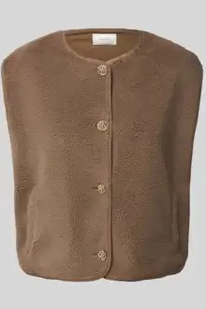 Neo Noir Gilet van teddy met strookzakken, model 