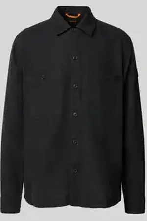 HUGO BOSS Regular fit linnen overhemdjack met borstzakken, model 