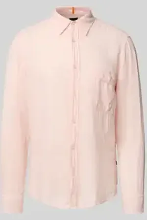 HUGO BOSS Regular fit linnen overhemd met borstzak, model 