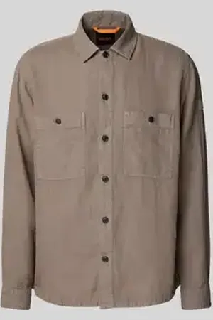 HUGO BOSS Regular fit linnen overhemdjack met borstzakken, model 