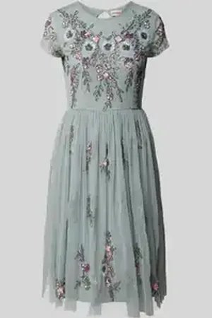 Lace & Beads Knielange cocktailjurk met pailletten