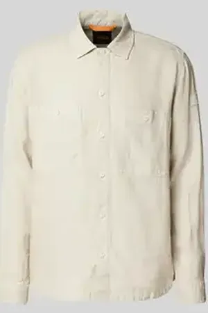 HUGO BOSS Regular fit linnen overhemdjack met borstzakken, model 