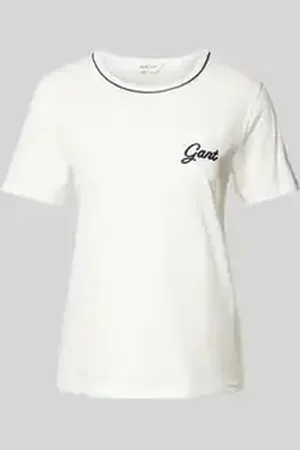 GANT T-shirt met geribde ronde hals
