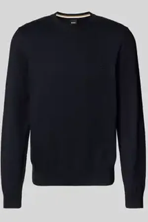 HUGO BOSS Gebreide pullover met labelstitching, model 