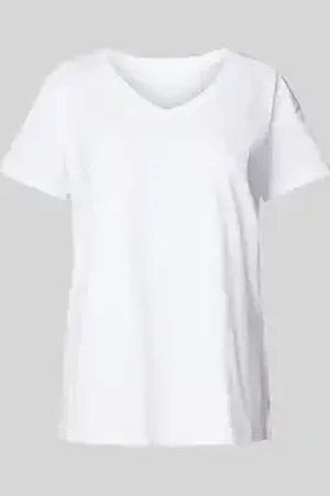 Armani Exchange T-shirt met geribde V-hals