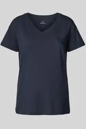 Armani Exchange T-shirt met geribde V-hals
