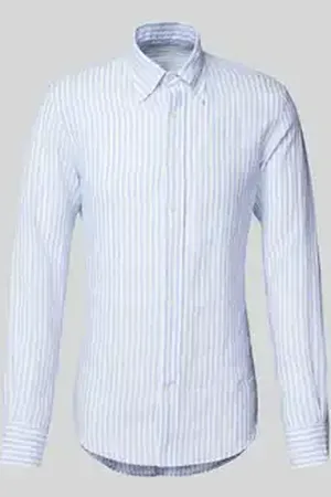 Profuomo Slim fit linnen overhemd met button-downkraag