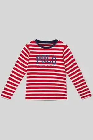 Ralph Lauren Shirt met lange mouwen en geribde ronde hals