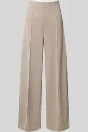 Ichi Wide leg stoffen broek met vaste persplooien, model 