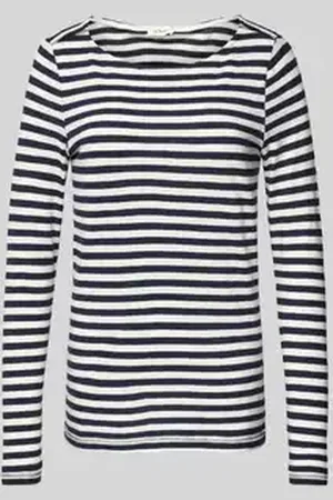 QS by s.Oliver Regular fit shirt met lange mouwen van puur katoen met streepmotief