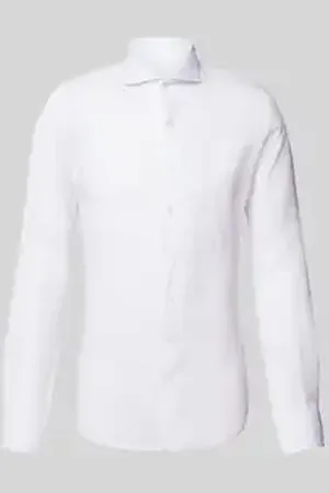 Profuomo Slim fit linnen overhemd met haaikraag