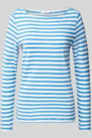QS by s.Oliver Regular fit shirt met lange mouwen van puur katoen met streepmotief