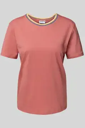 Jake*s T-shirt met geribde ronde hals