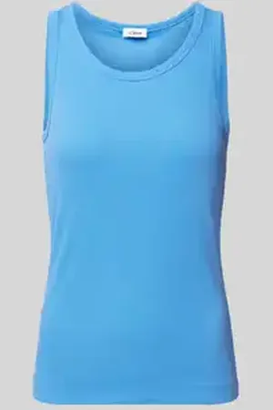 QS by s.Oliver Slim fit tanktop van viscosemix met ribstructuur