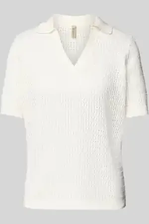 soyaconcept Gebreide pullover met 1/2-mouwen en platte kraag, model 