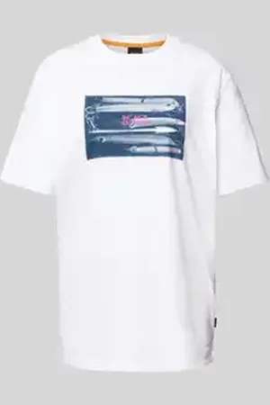 HUGO BOSS T-shirt met motief- en labelprint, model 