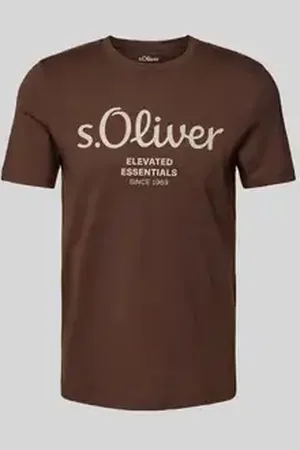 QS by s.Oliver Regular fit T-shirt van puur katoen met labelprint met statement