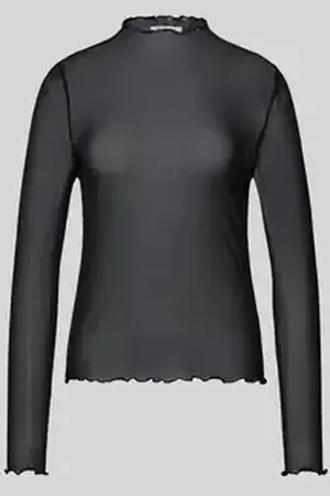 TOM TAILOR Slim fit shirt met lange mouwen van mesh met krijtstreep met glittereffect