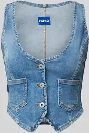 Hugo Blue Jeansgilet met knoopsluiting, model 