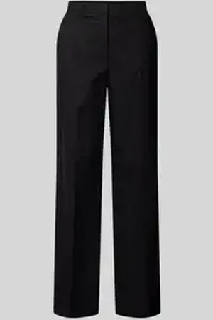 Opus Straight leg stoffen broek met persplooien, model 