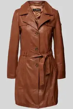 Cabrini Regular fit lange jas in puur lamsnappa