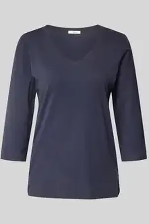 QS by s.Oliver Regular fit shirt met 3/4-mouwen van katoen-jerseymix met V-hals