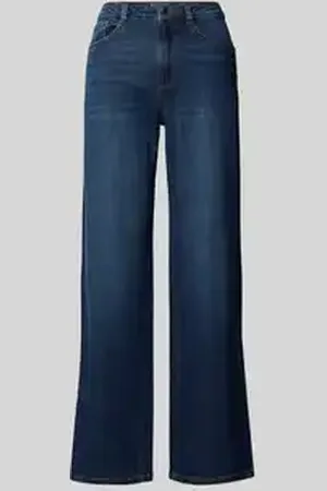 TOM TAILOR Relaxed fit wide leg jeans van katoenmix met contrasterende stiksels