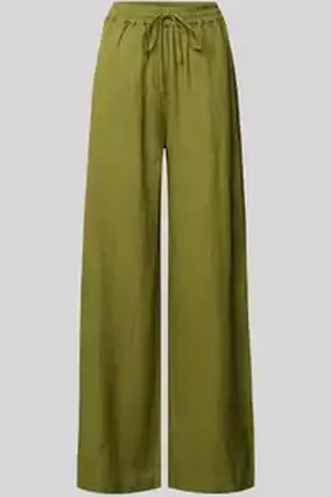 Emily van den Bergh Wide leg linnen broek met elastische band