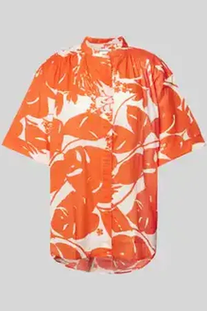 Marc O’ Polo Loose fit blouse met korte mouwen van puur katoen met plooien