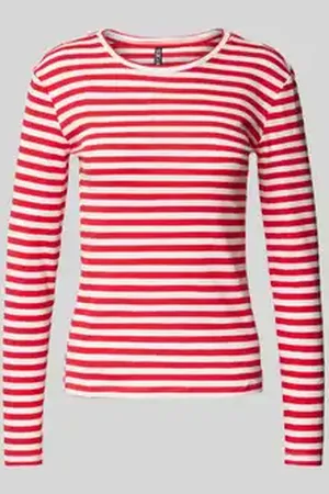 Pieces® Slim fit shirt met lange mouwen van biologische katoenmix, model 