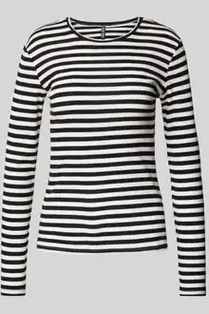 Pieces® Slim fit shirt met lange mouwen van biologische katoenmix, model 