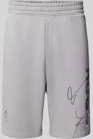 Hugo Blue Sweatshorts van viscose met labelprint, model 