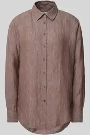 0039 Italy Regular fit overhemdblouse van linnen met doorknoopsluiting