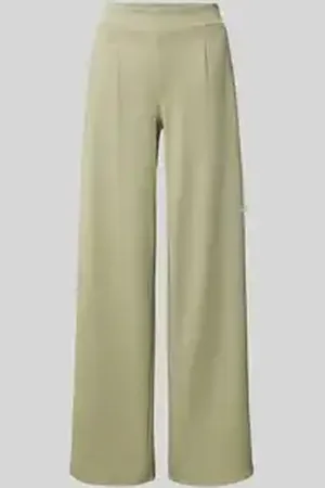 Ichi Wide leg stoffen broek met bandplooien, model 
