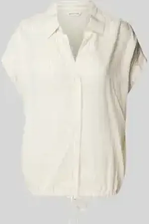 TOM TAILOR Relaxed fit blouse met korte mouwen van puur viscose met V-hals