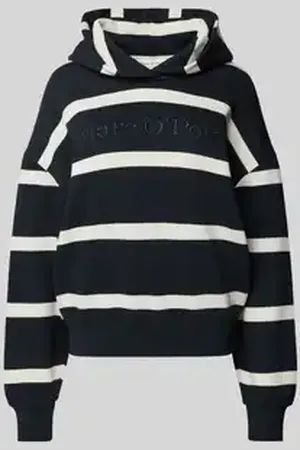 Marc O’ Polo Relaxed fit hoodie van puur katoen met streepmotief