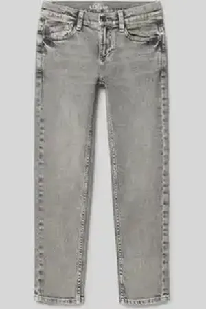 QS by s.Oliver Straight fit jeans van katoenmix met destroyed-details, model 