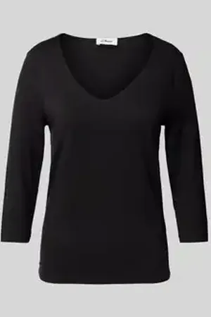 QS by s.Oliver Regular fit shirt met lange mouwen in mix van lyocell en elastaan