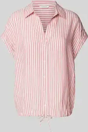 TOM TAILOR Relaxed fit blouse met korte mouwen van puur viscose met V-hals