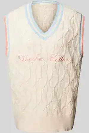 Another Cotton Lab Gebreide spencer met labelstitching