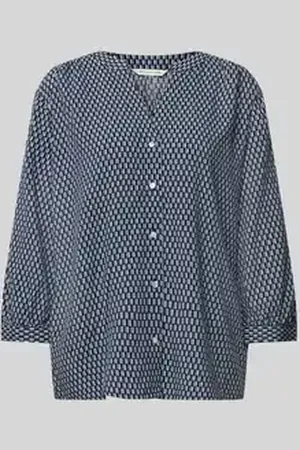 TOM TAILOR Loose fit blouse met korte mouwen van pure viscose met all-over motief