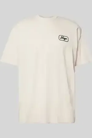 Hugo Blue T-shirt met labelstitching, model 