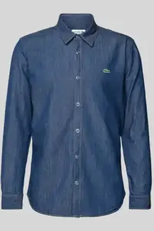 Lacoste Regular fit jeansoverhemd met logobadge