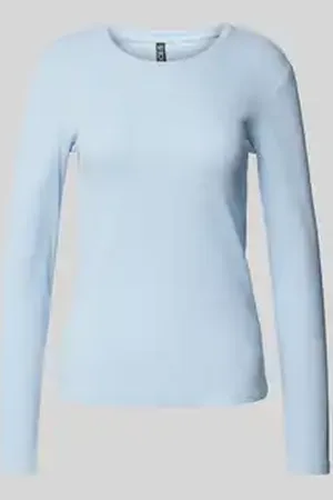 Pieces® Slim fit shirt met lange mouwen van biologische katoenmix, model 
